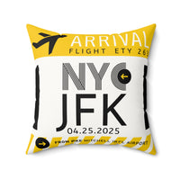 PENELOPE | New York JFK Airport Tag Faux Suede Pillow (Personalized) thumbnail