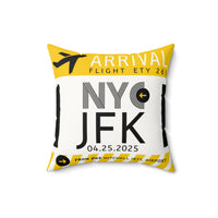 PENELOPE | New York JFK Airport Tag Faux Suede Pillow (Personalized) thumbnail