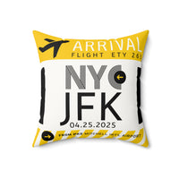 PENELOPE | New York JFK Airport Tag Faux Suede Pillow (Personalized) thumbnail