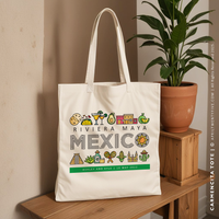 CARMENCITA | Mexican Travel Icons Canvas Tote thumbnail