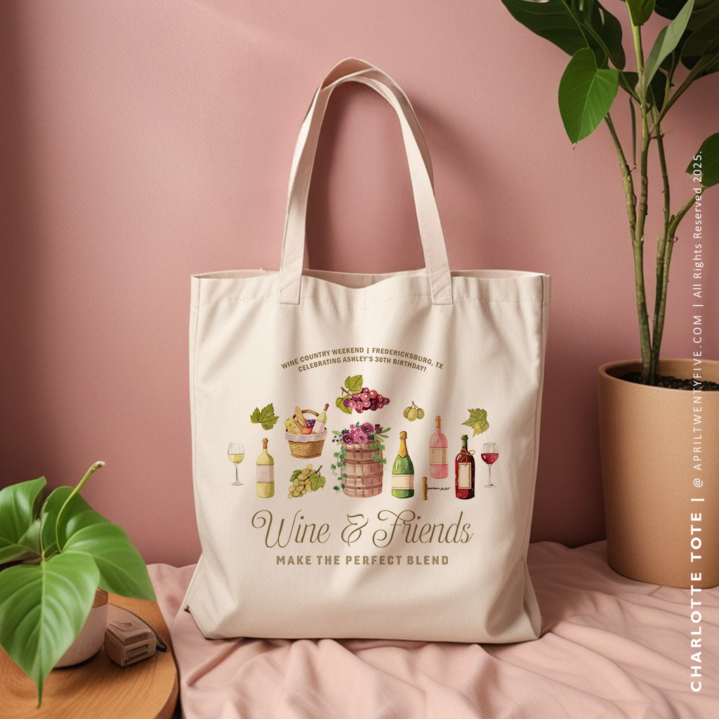 CHARLOTTE | Grape Vineyard and Wine Country Canvas Tote
