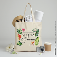 DESTINY | Floral Hawaiian Canvas Tote thumbnail