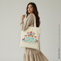 HELGA | Mexican Otomi Textile Print Canvas Tote thumbnail