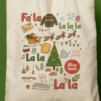 JAMES | Christmas Fa La La La La Canvas Tote thumbnail