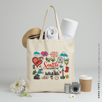 SARA | Seattle, Washington Travel Icons Tote thumbnail