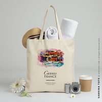 SABRINA | Cannes, France Watercolor Tote thumbnail