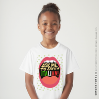 Kids’ “Ask Me to Say It in Italian!” White T-Shirt thumbnail