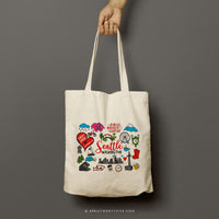 SARA | Seattle, Washington Travel Icons Tote thumbnail
