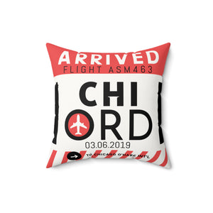 CHICHI | Chicago O'Hare Airport Tag Faux Suede Pillow (Pillowcase)