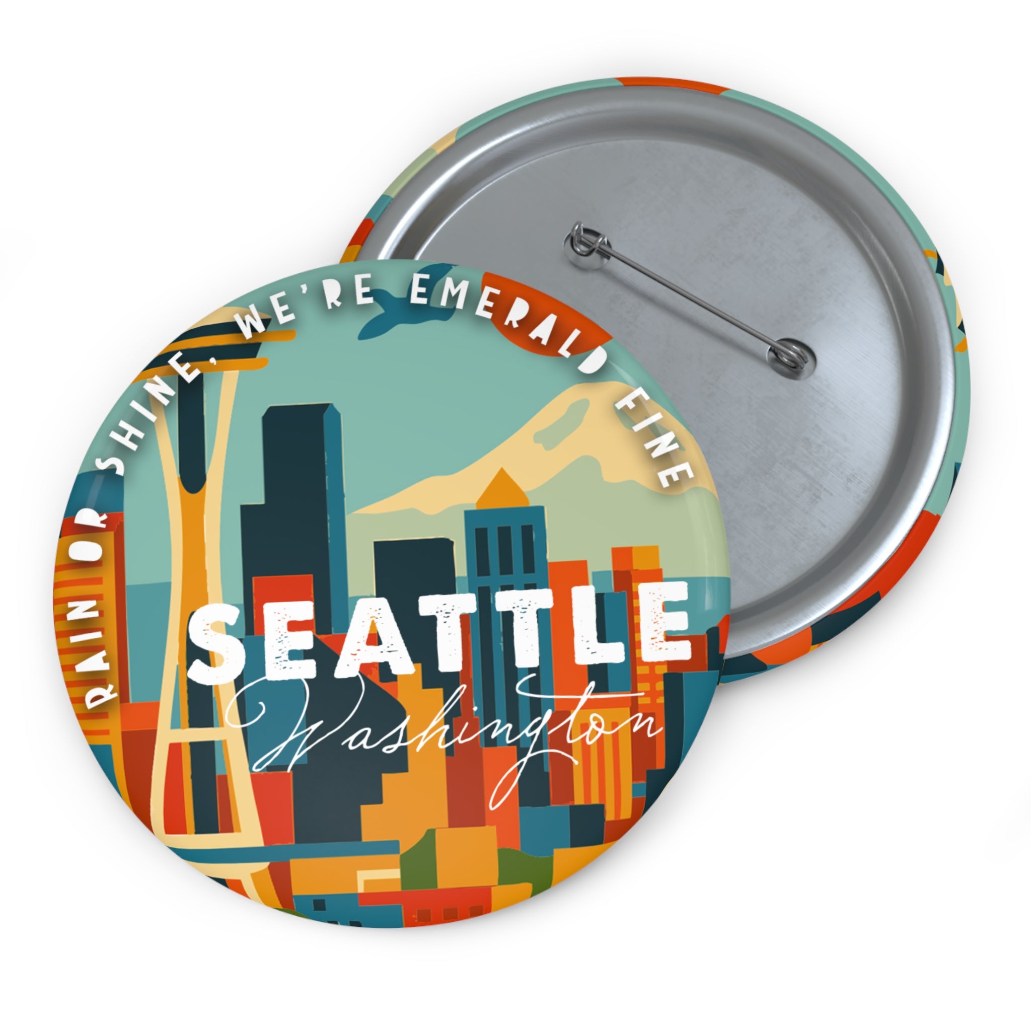 Custom Seattle Pin Buttons, Unique Accessories for Events, Gifts for Travelers, Trendy Badges, Button Pins for Every Occasion