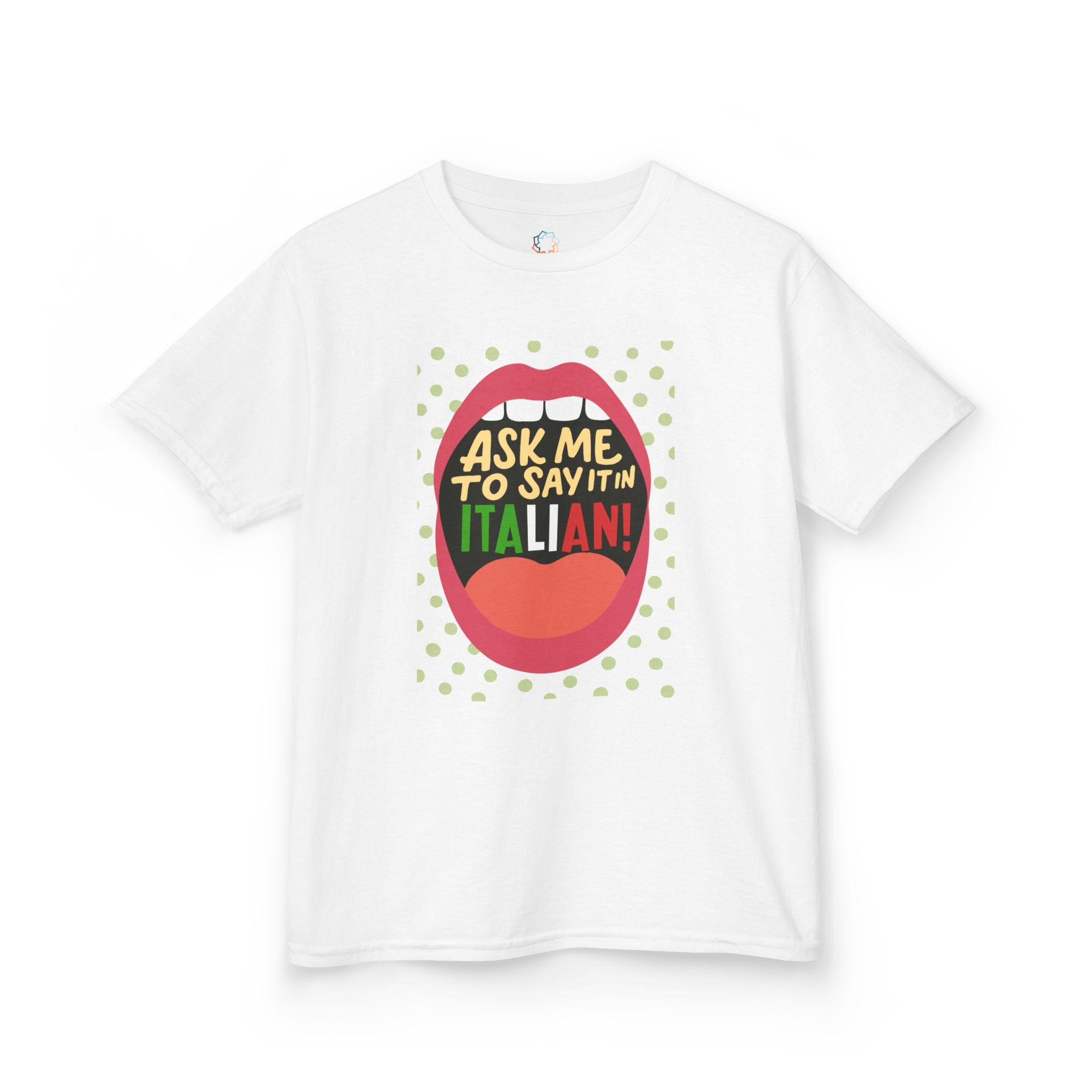 Kids’ “Ask Me to Say It in Italian!” White T-Shirt