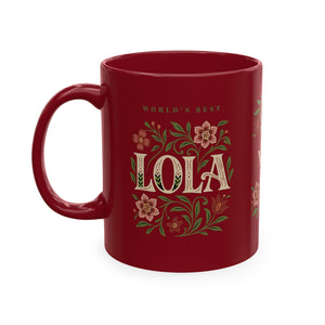 World’s Best Lola Mug – Filipino Grandma Gift, Personalized Lola Mug, Floral Ceramic Coffee Cup, Gift for Nanay, Mother’s Day Lola Gift, Filipino Family Mug