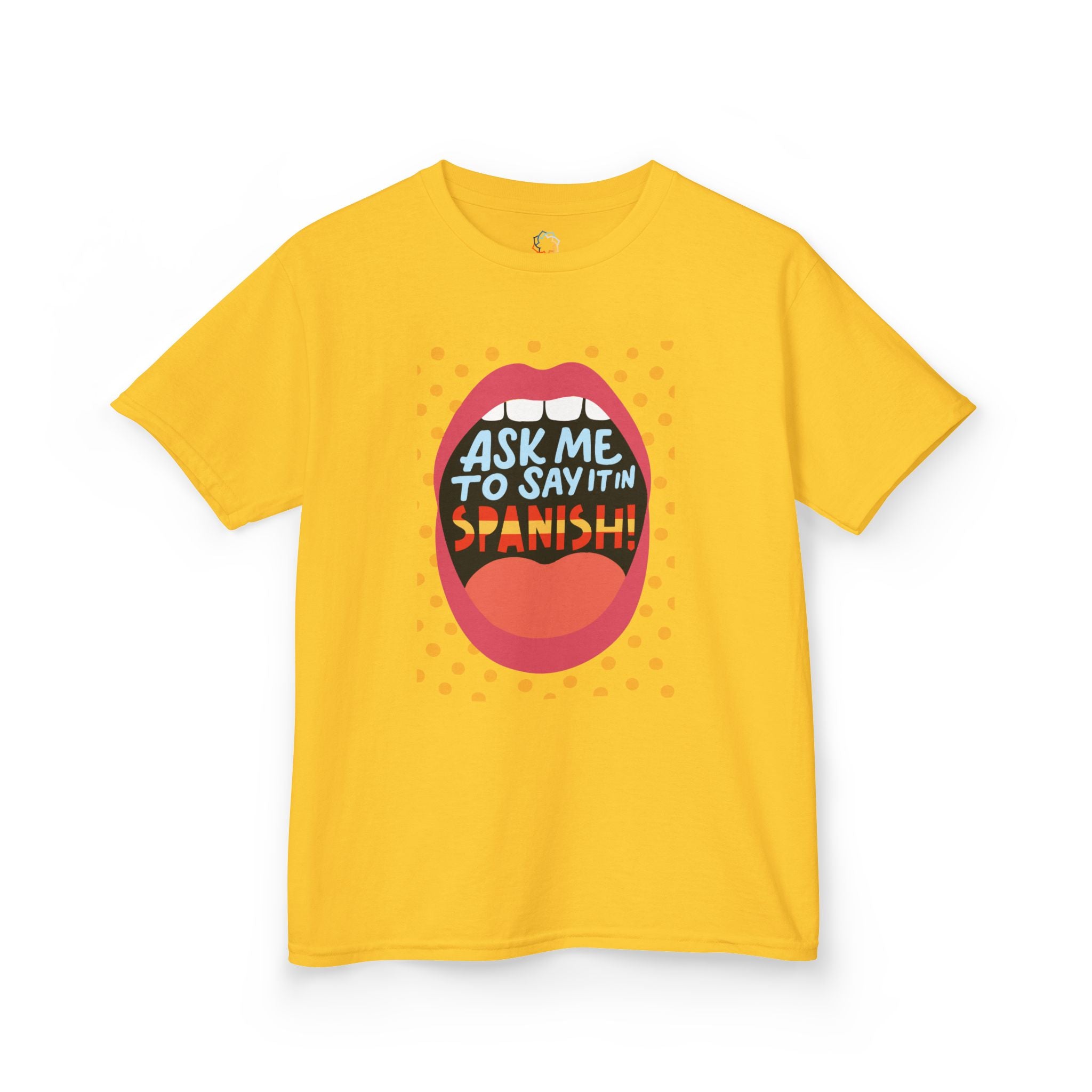 Kids’ “Ask Me to Say It in Spanish!” Sunshine Yellow Tee