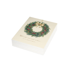 Christmas Wreath Greeting Card – “Wreaths and Mistletoe” Holiday Card (Pack of 1, 10, 30, 50)