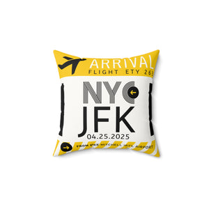 PENELOPE | New York JFK Airport Tag Faux Suede Pillow (Personalized)