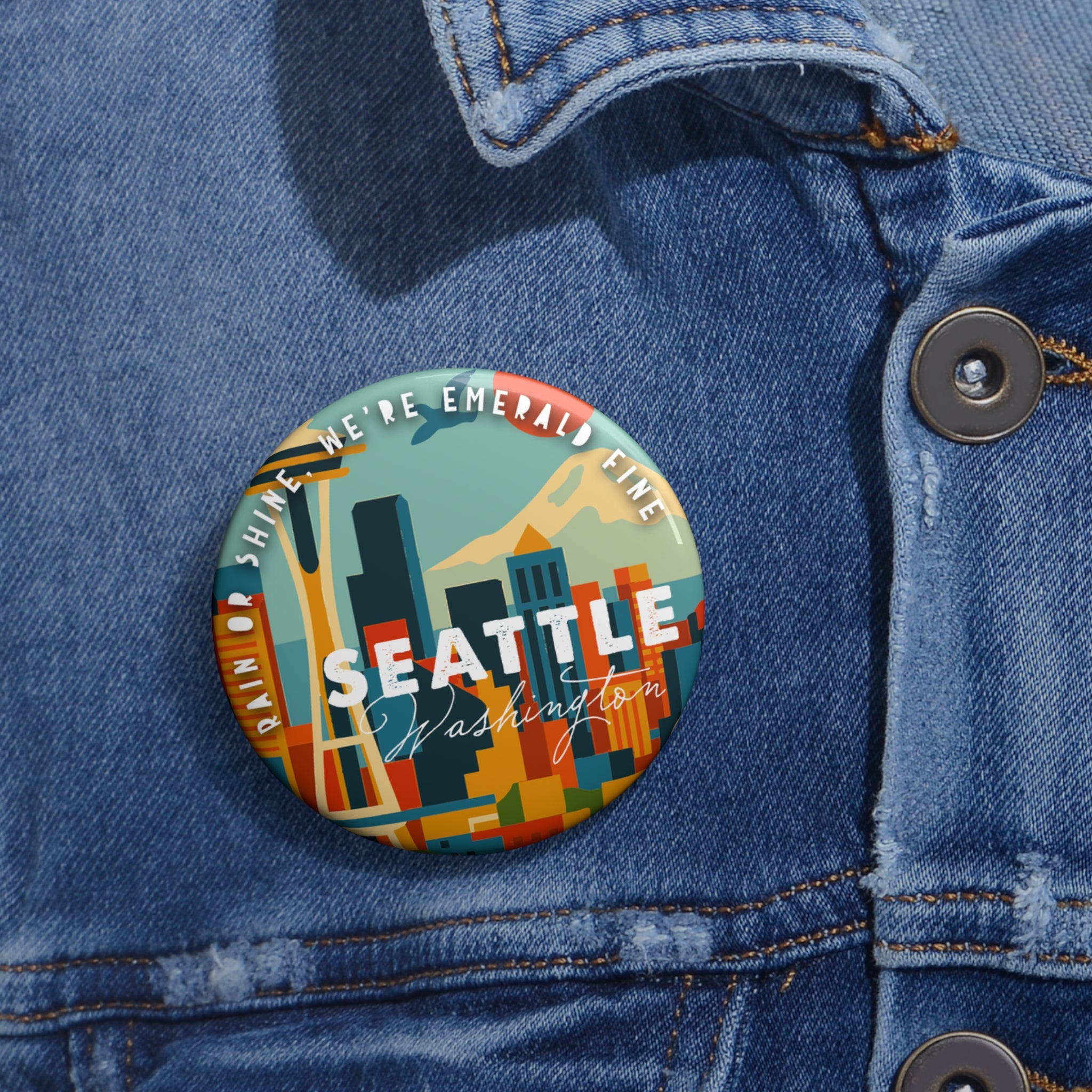 Custom Seattle Pin Buttons, Unique Accessories for Events, Gifts for Travelers, Trendy Badges, Button Pins for Every Occasion
