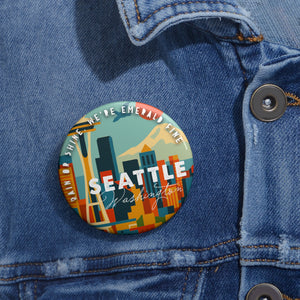 Custom Seattle Pin Buttons, Unique Accessories for Events, Gifts for Travelers, Trendy Badges, Button Pins for Every Occasion