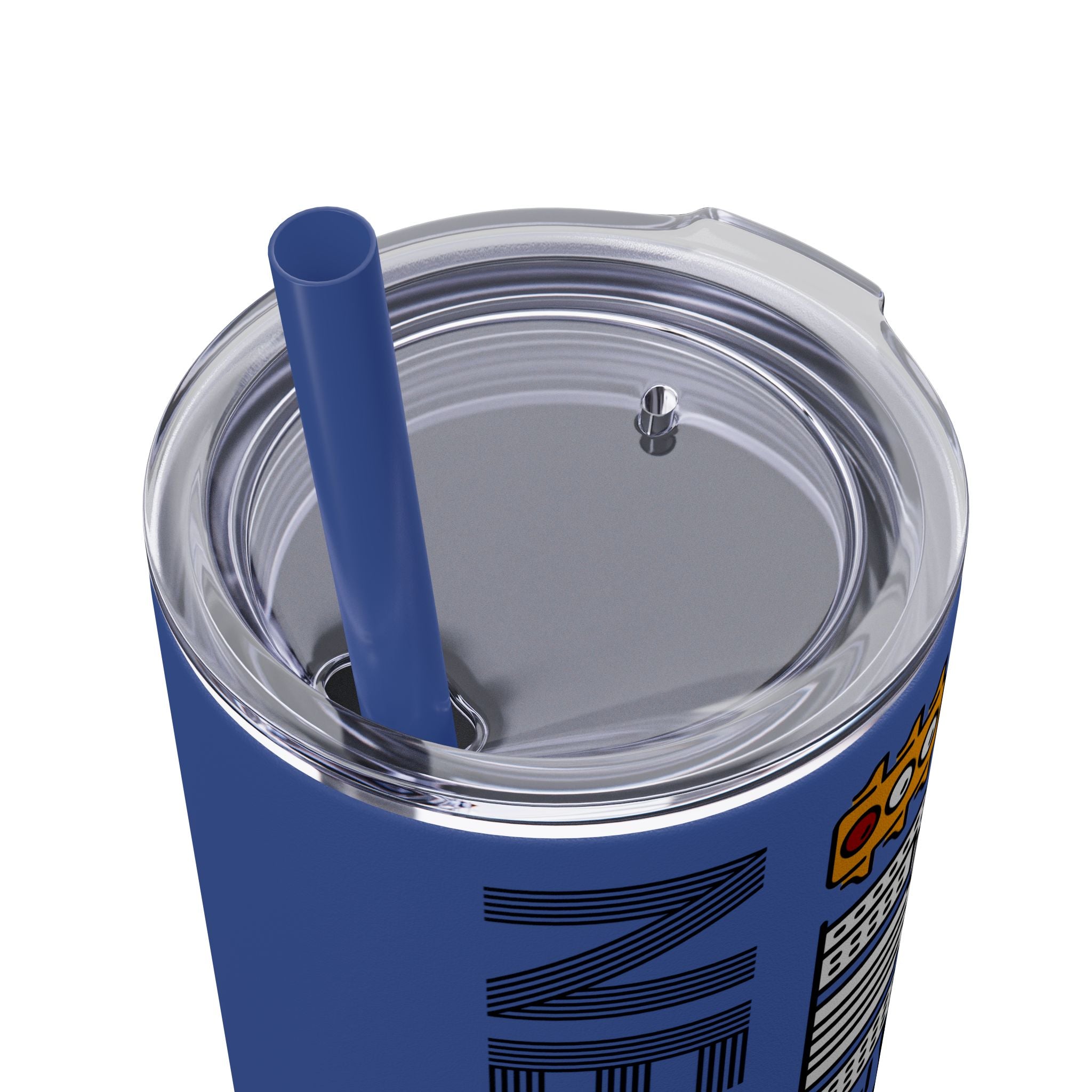 New York Skyline Skinny Tumbler 20oz — Peach Travel Cup with Straw