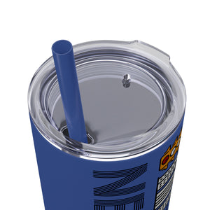 New York Skyline Skinny Tumbler 20oz — Peach Travel Cup with Straw