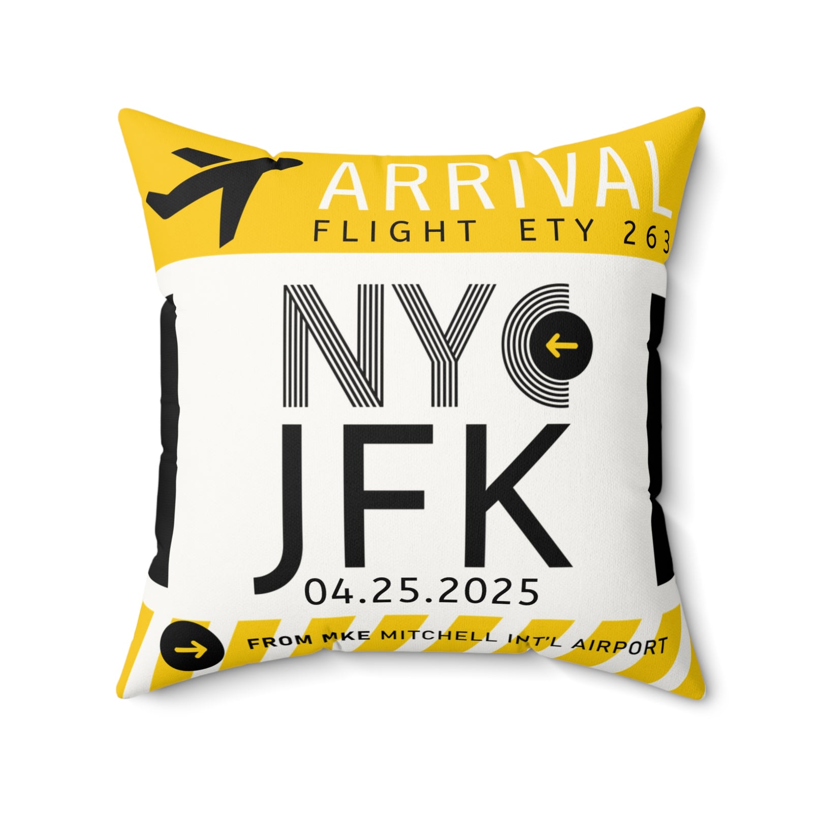 PENELOPE | New York JFK Airport Tag Faux Suede Pillow (Personalized)