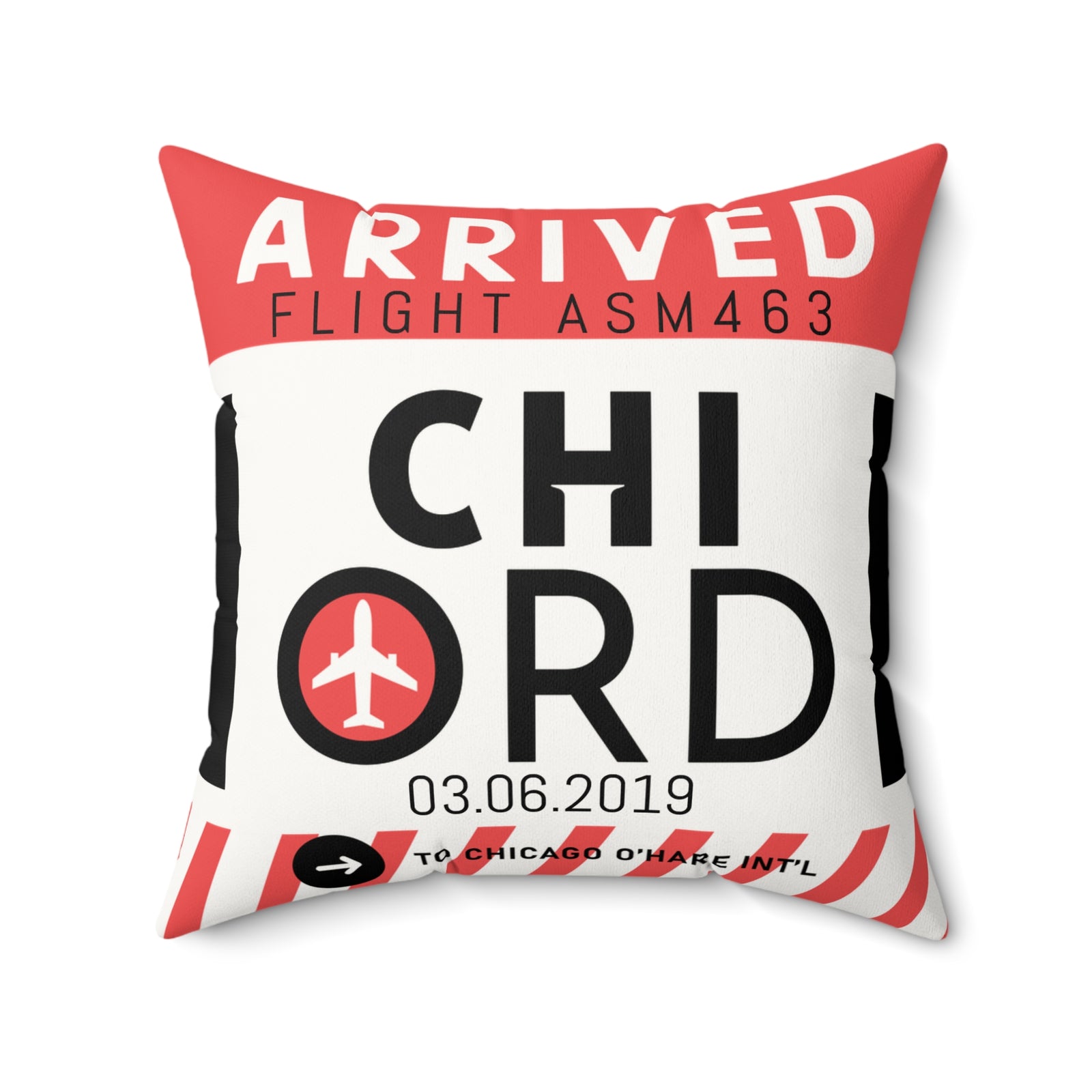 CHICHI | Chicago O'Hare Airport Tag Faux Suede Pillow (Pillowcase)