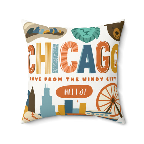 Chicago Faux Suede Pillow - Love from the Windy City | Personalized Gift for Travelers