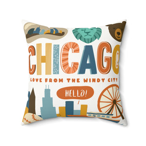 Chicago Faux Suede Pillow - Love from the Windy City | Personalized Gift for Travelers