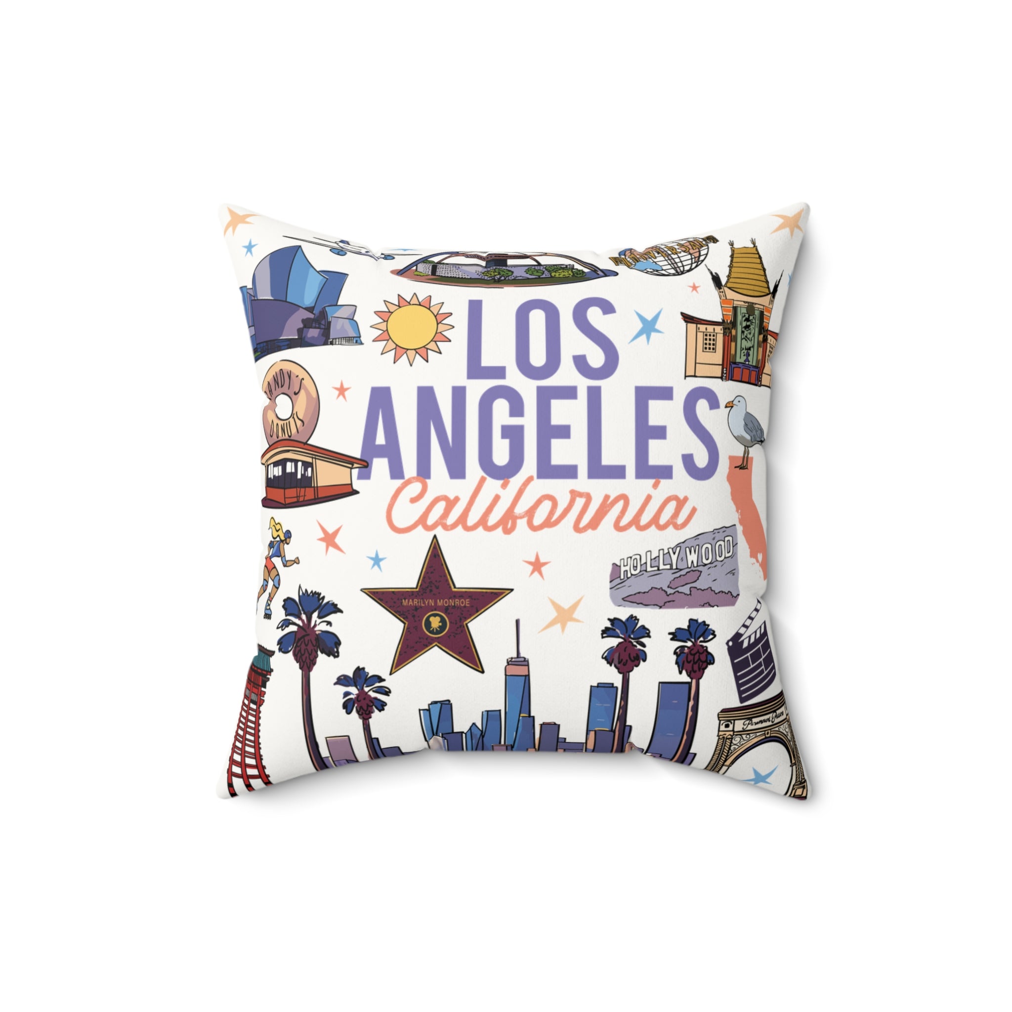 BEVERLY | Los Angeles California Faux Suede Square Pillow - Decorative Throw for Home & Travel