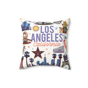 BEVERLY | Los Angeles California Faux Suede Square Pillow - Decorative Throw for Home & Travel