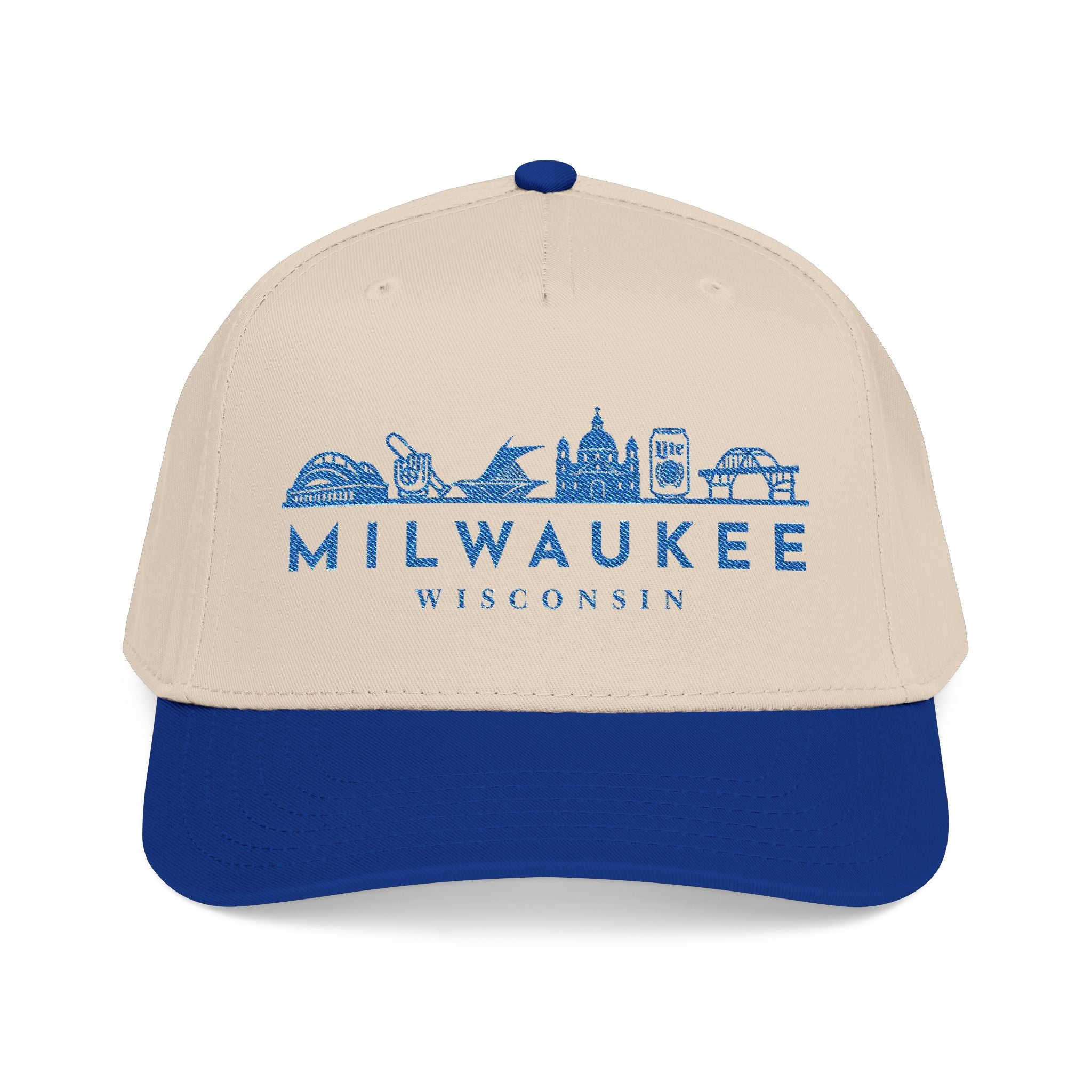 Milwaukee Wisconsin Skyline Baseball Cap — Vintage Blue City Outline Hat
