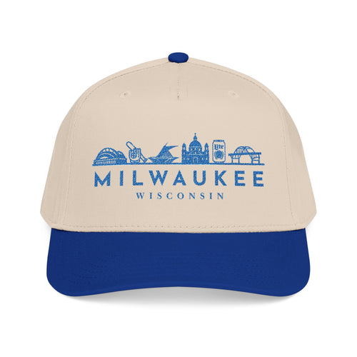 Milwaukee Wisconsin Skyline Baseball Cap — Vintage Blue City Outline Hat