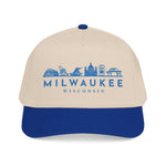 Load image into Gallery viewer, Milwaukee Wisconsin Skyline Baseball Cap — Vintage Blue City Outline Hat
