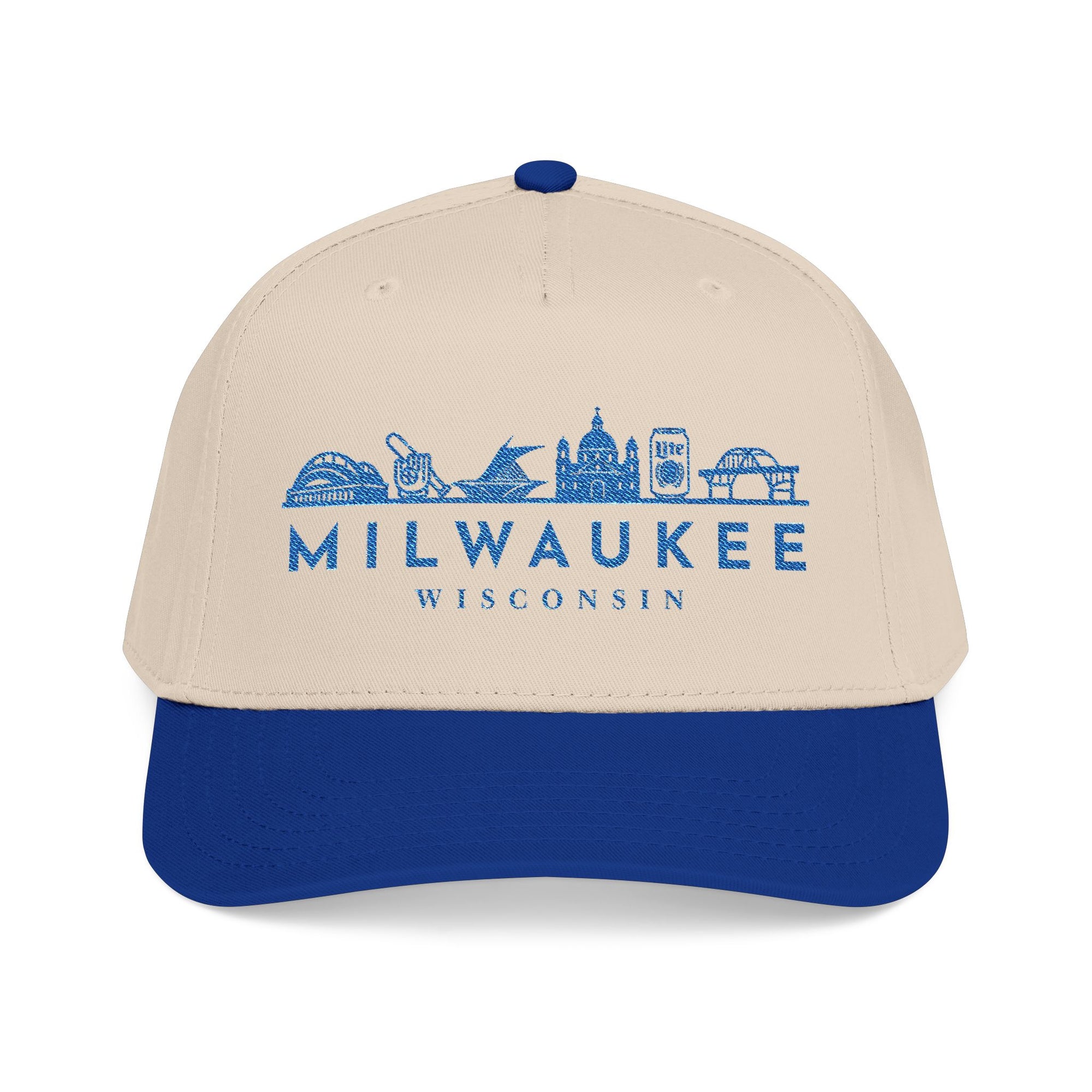 Milwaukee Wisconsin Skyline Baseball Cap — Vintage Blue City Outline Hat