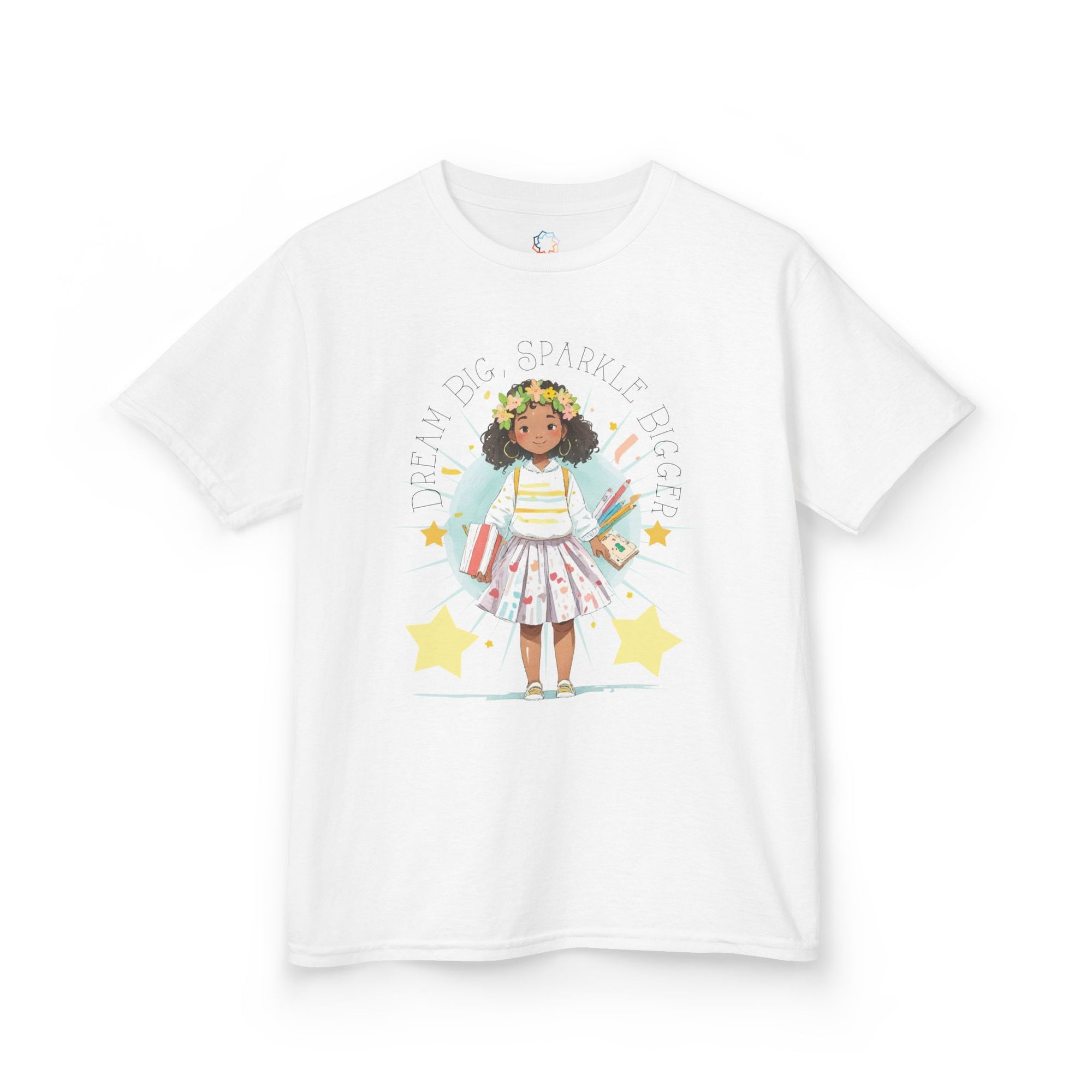 Kids’ “Dream Big, Sparkle Bigger” White T-Shirt