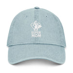 Load image into Gallery viewer, Super Mom Embroidered Denim Hat for Super Moms | Stylish Gift for Mother&#39;s Day &amp; Everyday Wear
