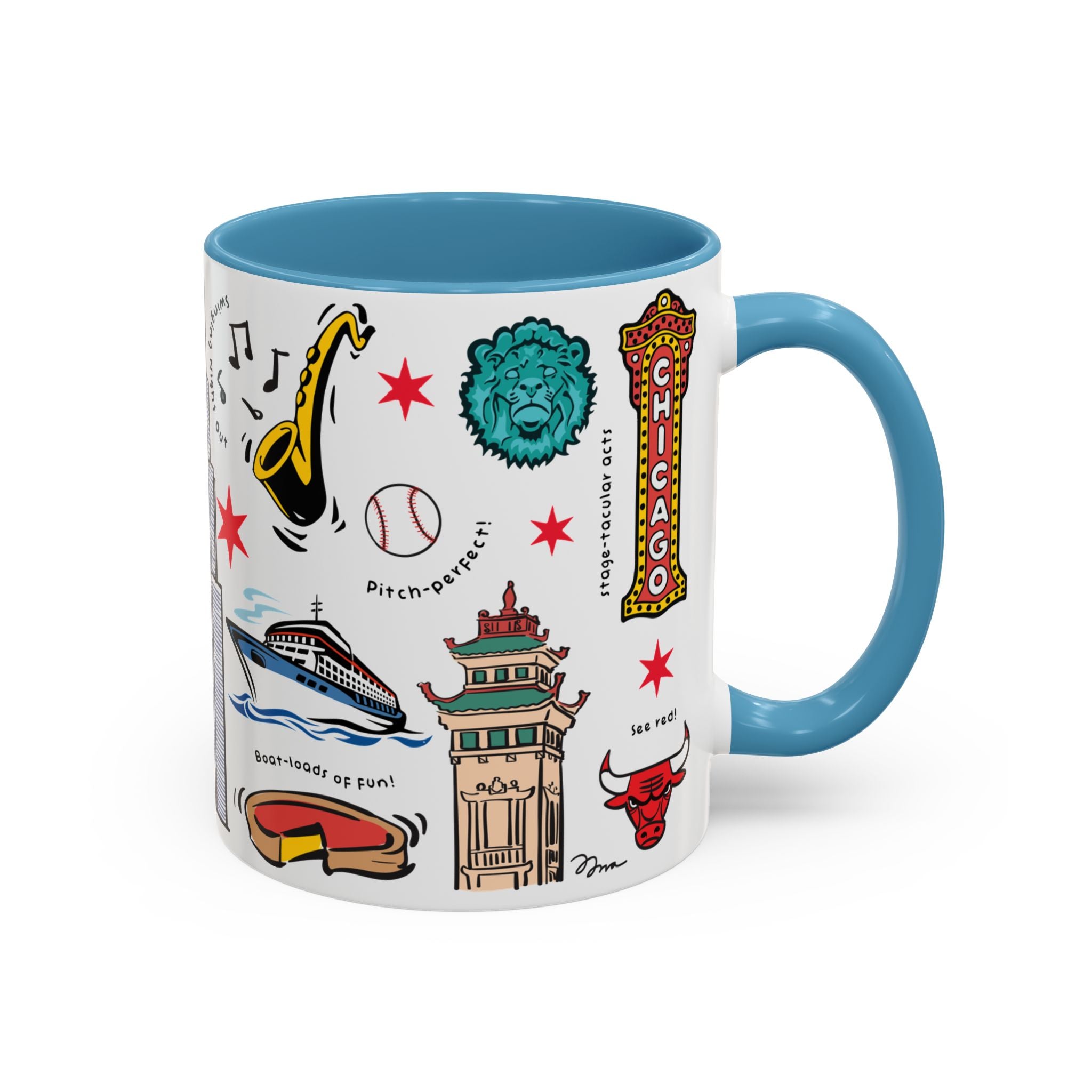 CHICHI | Chicago-Themed Accent Coffee Mug - 11oz & 15oz, Perfect Gift for Travelers and City Lovers