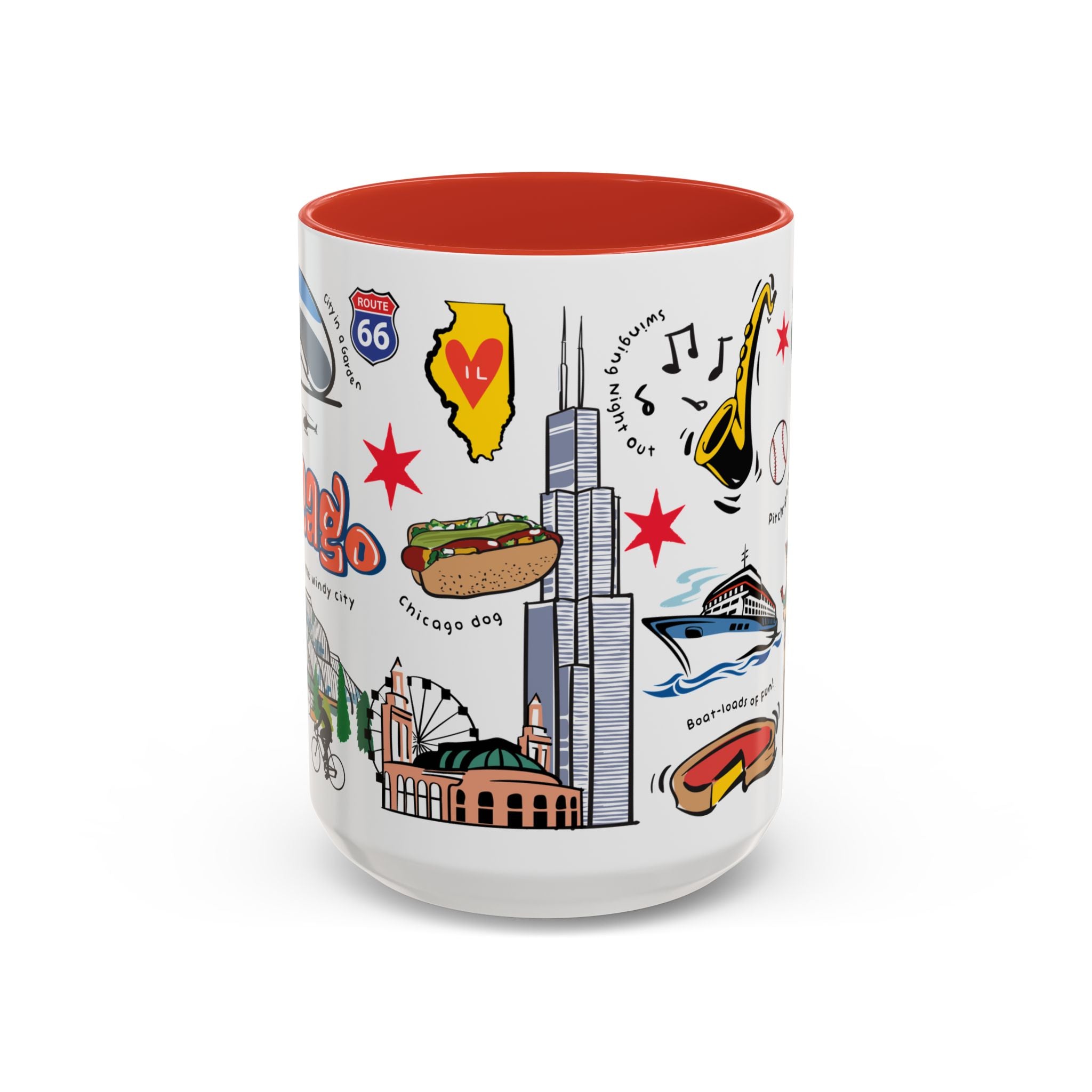 CHICHI | Chicago-Themed Accent Coffee Mug - 11oz & 15oz, Perfect Gift for Travelers and City Lovers