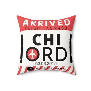 CHICHI | Chicago O'Hare Airport Tag Faux Suede Pillow (Pillowcase)