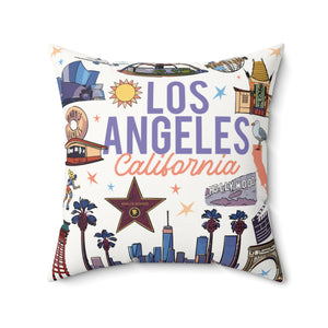 BEVERLY | Los Angeles California Faux Suede Square Pillow - Decorative Throw for Home & Travel