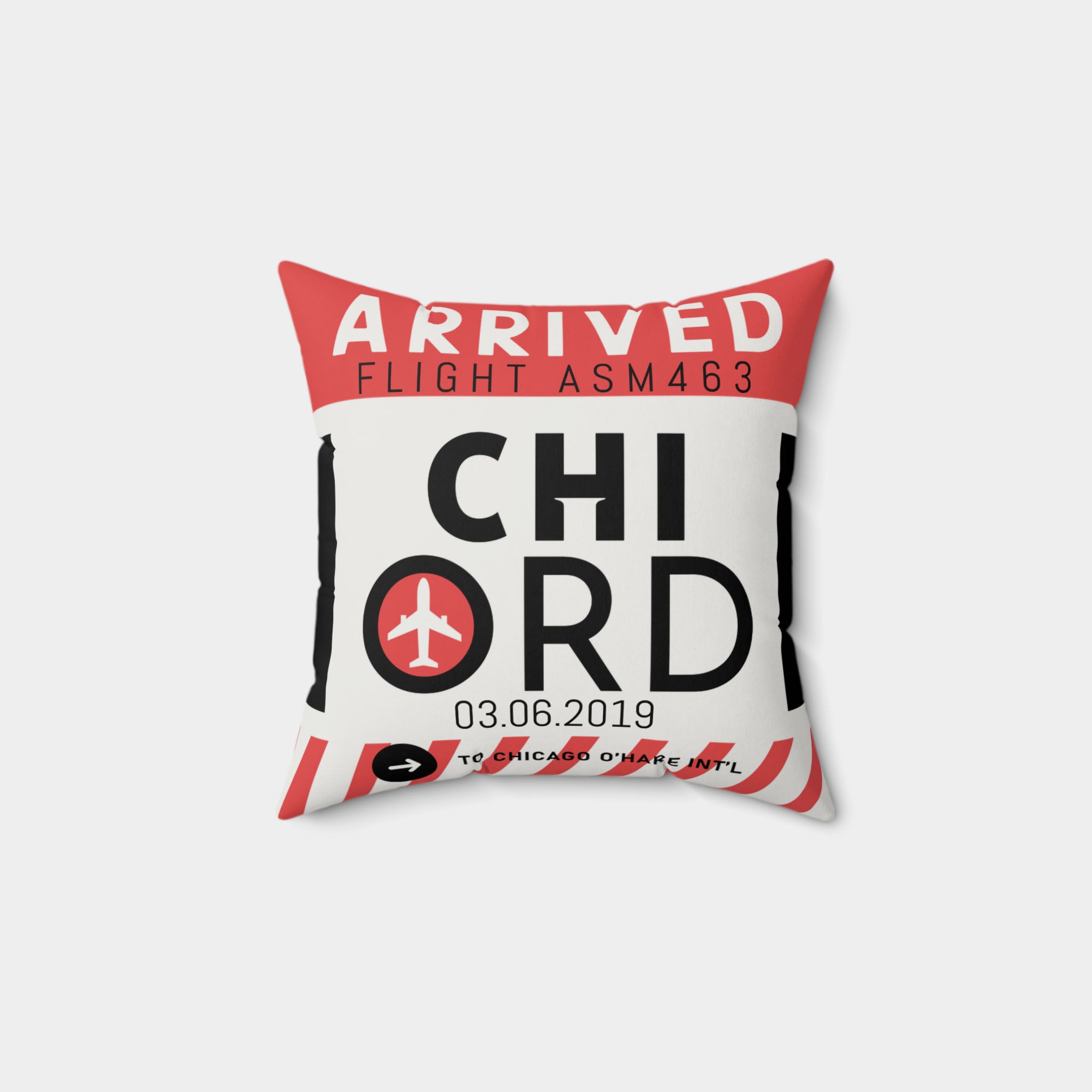 CHICHI | Chicago O'Hare Airport Tag Faux Suede Pillow (Pillowcase)
