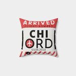 Load image into Gallery viewer, CHICHI | Chicago O&#39;Hare Airport Tag Faux Suede Pillow (Pillowcase)
