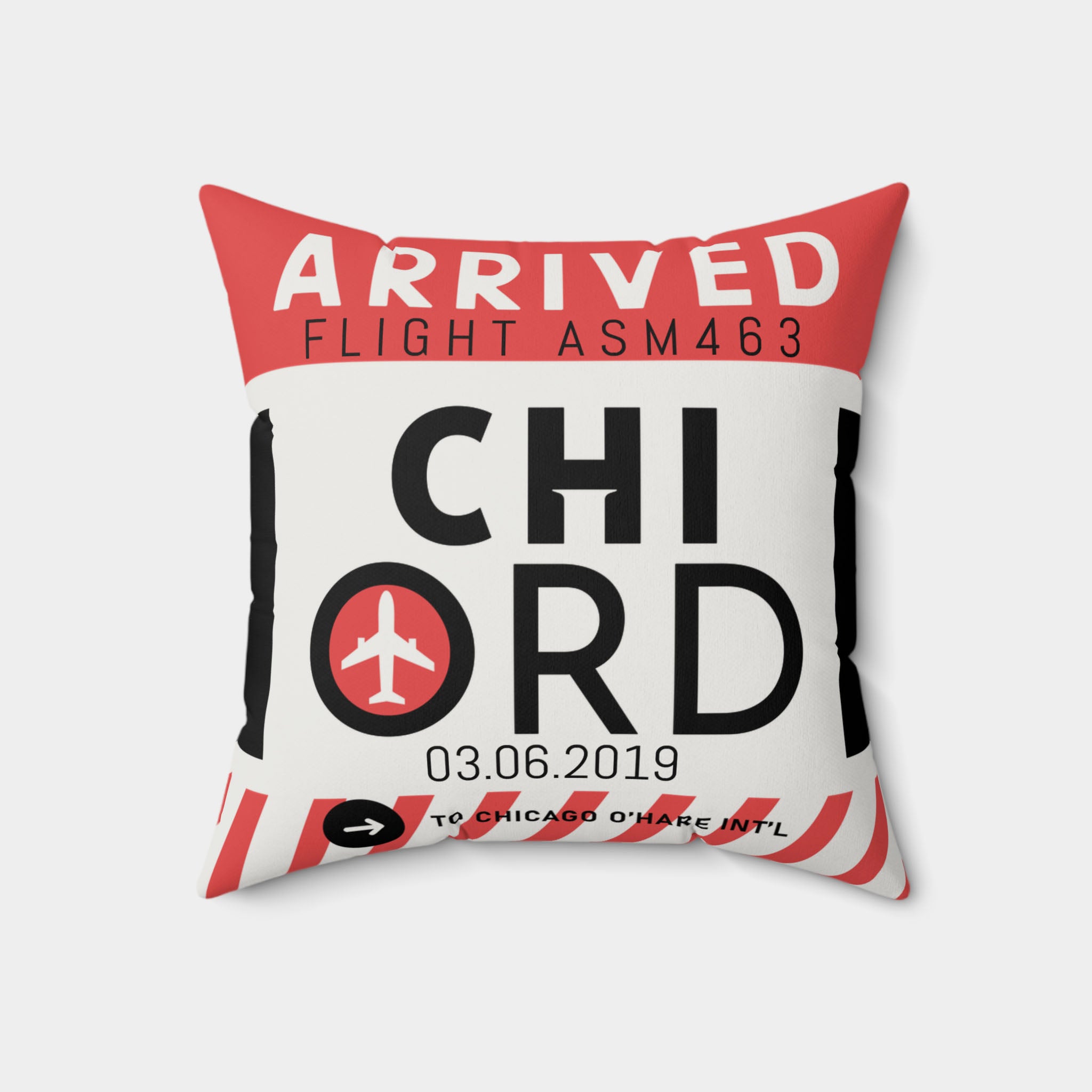 CHICHI | Chicago O'Hare Airport Tag Faux Suede Pillow (Pillowcase)