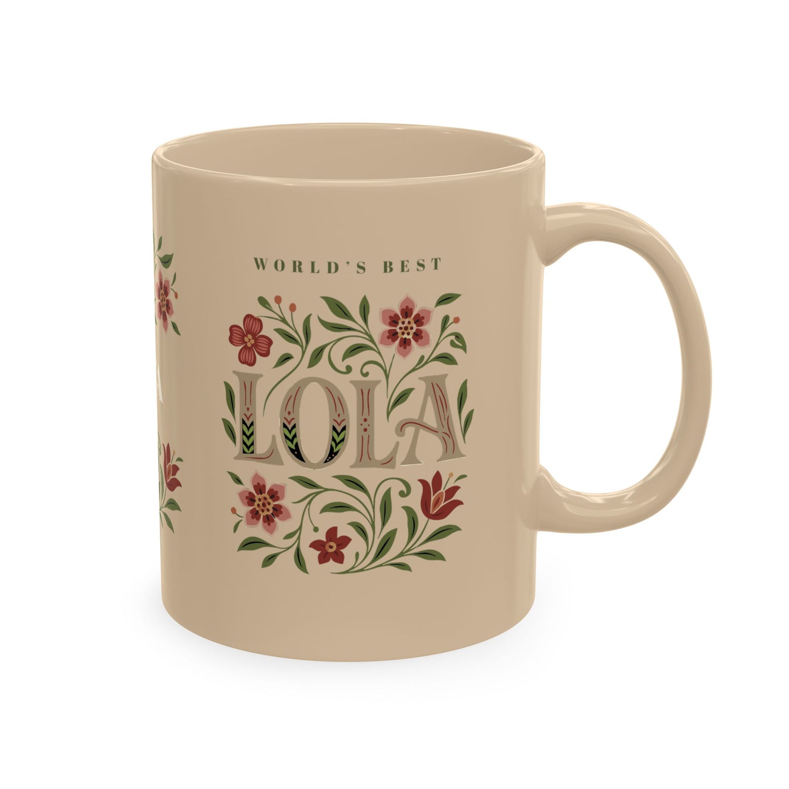 World’s Best Lola Mug – Filipino Grandma Gift, Personalized Lola Mug, Floral Ceramic Coffee Cup, Gift for Nanay, Mother’s Day Lola Gift, Filipino Family Mug