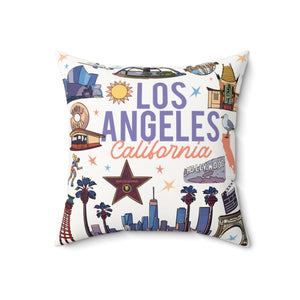 BEVERLY | Los Angeles California Faux Suede Square Pillow - Decorative Throw for Home & Travel