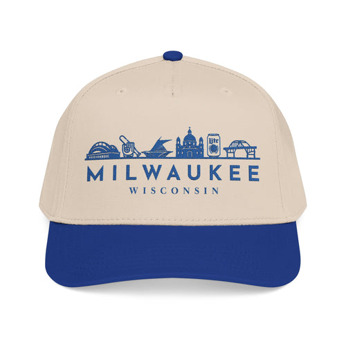 Milwaukee Wisconsin Skyline Baseball Cap — Vintage Blue City Outline Hat
