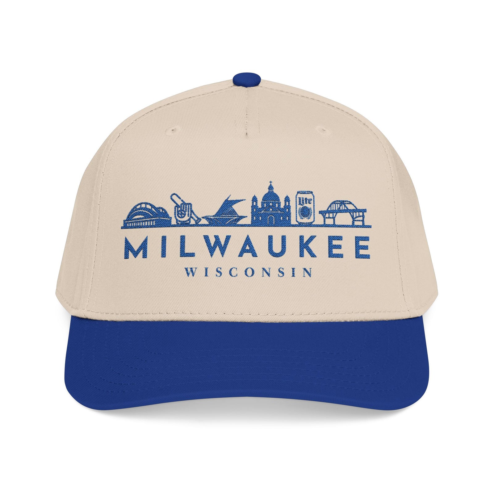 Milwaukee Wisconsin Skyline Baseball Cap — Vintage Blue City Outline Hat