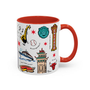 CHICHI | Chicago-Themed Accent Coffee Mug - 11oz & 15oz, Perfect Gift for Travelers and City Lovers