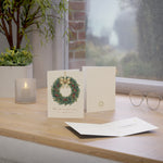 Load image into Gallery viewer, Christmas Wreath Greeting Card – “Wreaths and Mistletoe” Holiday Card (Pack of 1, 10, 30, 50)
