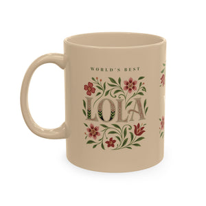 World’s Best Lola Mug – Filipino Grandma Gift, Personalized Lola Mug, Floral Ceramic Coffee Cup, Gift for Nanay, Mother’s Day Lola Gift, Filipino Family Mug