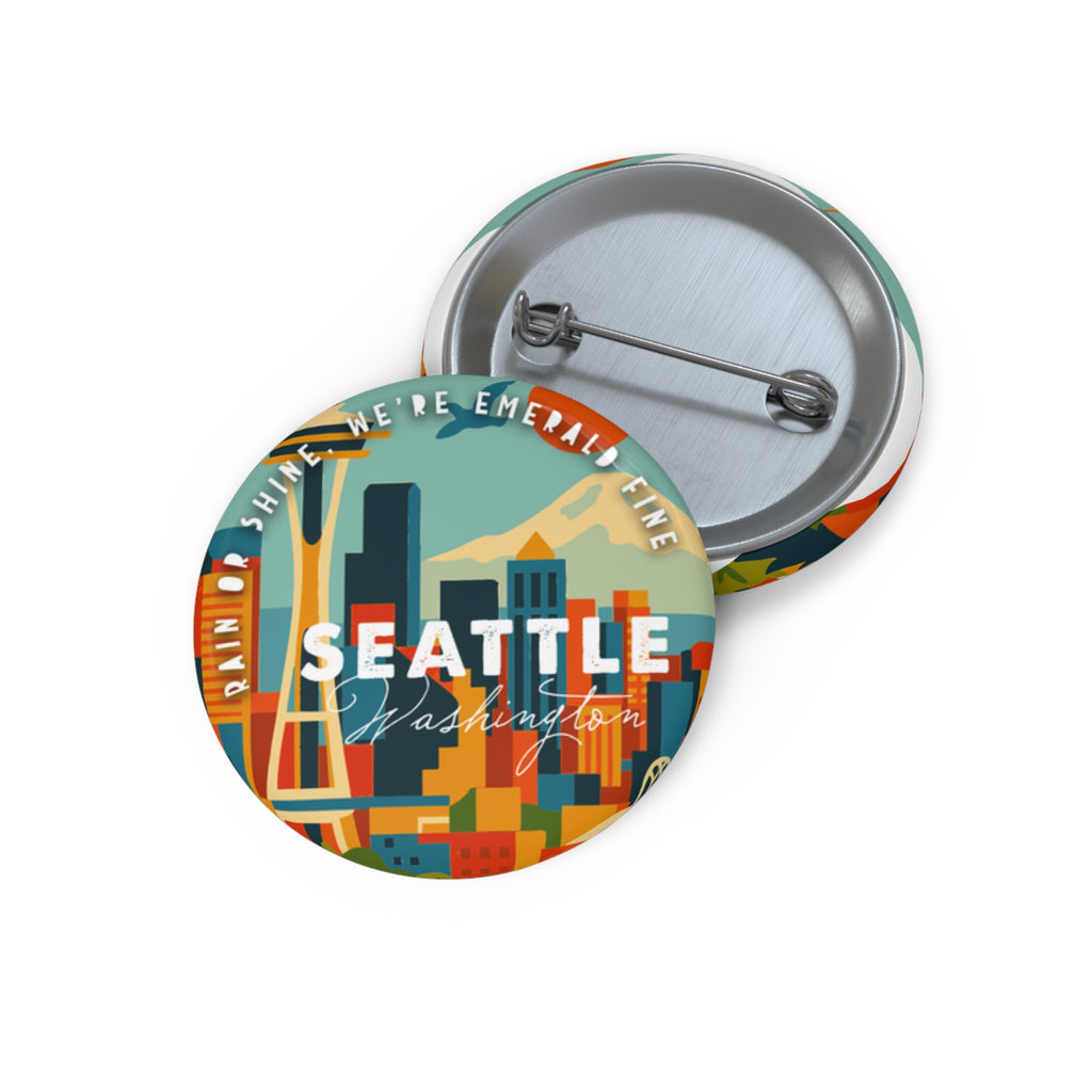 Custom Seattle Pin Buttons, Unique Accessories for Events, Gifts for Travelers, Trendy Badges, Button Pins for Every Occasion